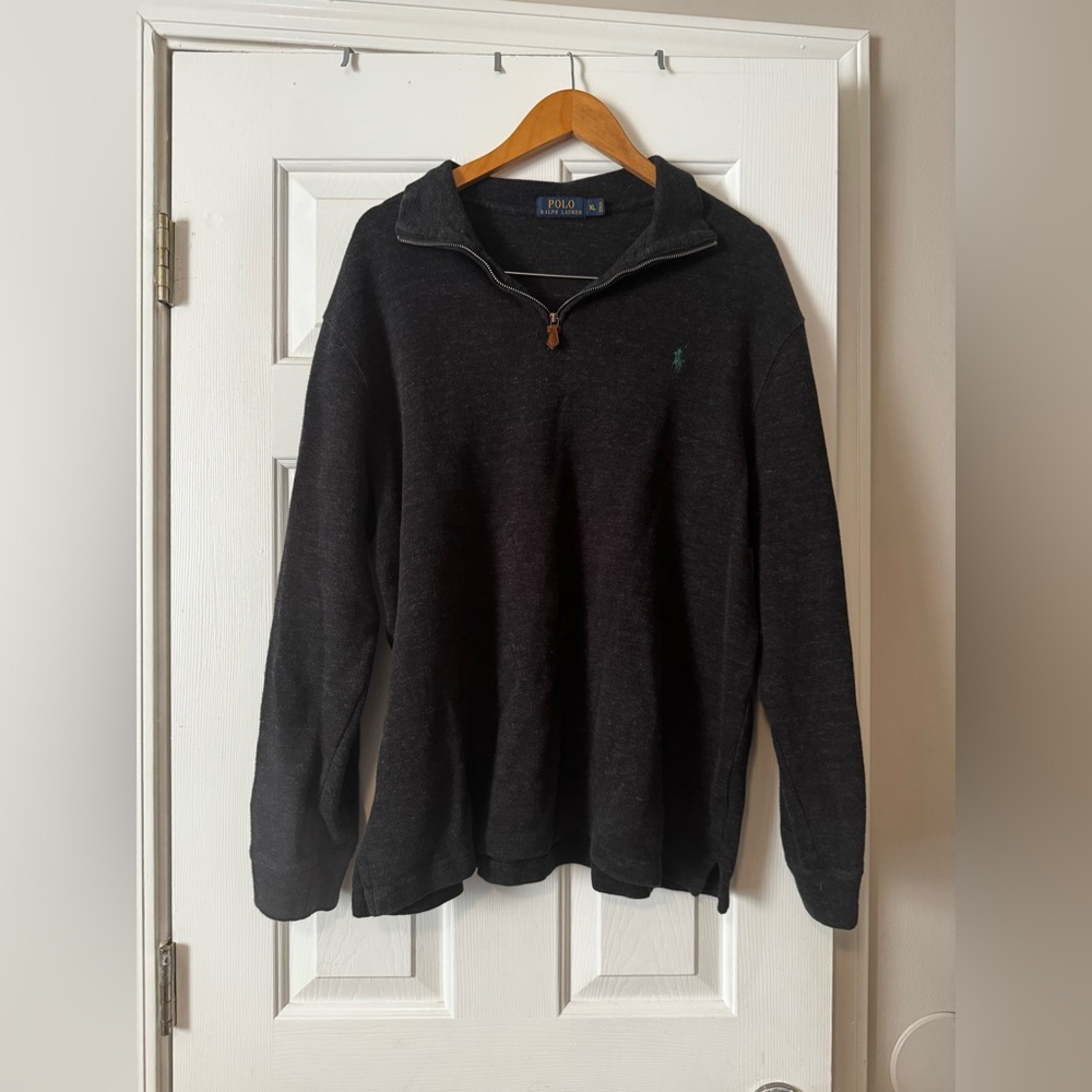 Polo Ralph Lauren Men's XL Gray 100% Cotton Quarter-Zip Sweater